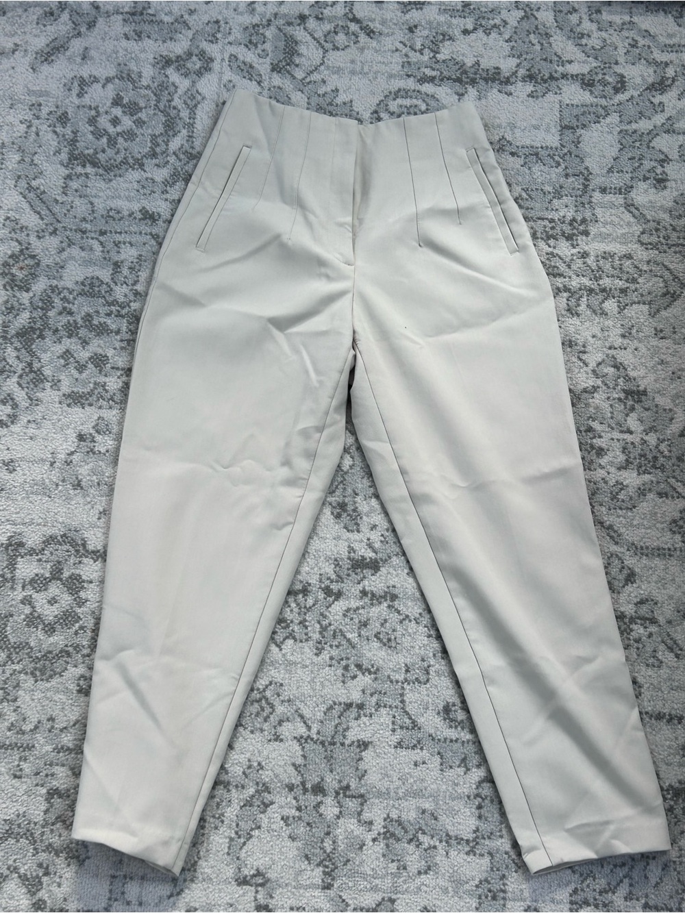 Zara Cream High-Waist Ankle Cropped Trousers